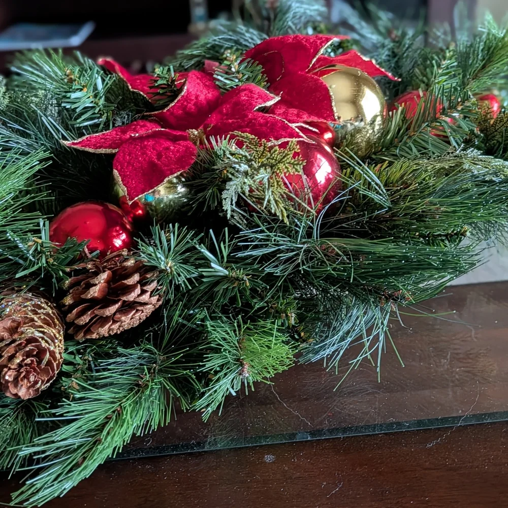 Festive Red and Gold Holiday Garland